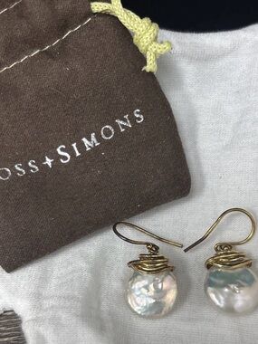 Ross-Simons 11-12mm Cultured Coin Pearl Drop Earrings 18kt Gold Over Sterling